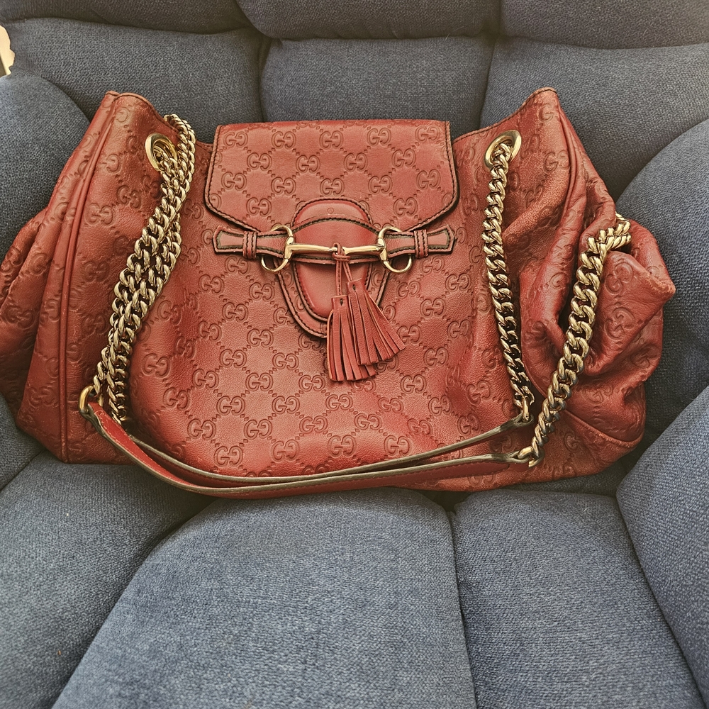 Gucci Emily Flap Shoulder Bag Guccissima Leather Large